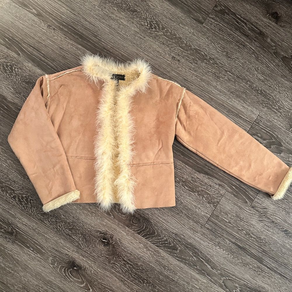 Banana Republic Vintage y2k Fluffy trim jacket